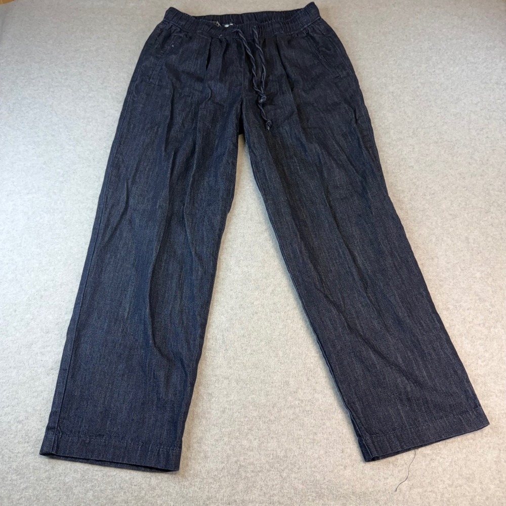Old Navy Billie Straight Pants Womens Medium Blue Denim Pull On Drawstring Dark